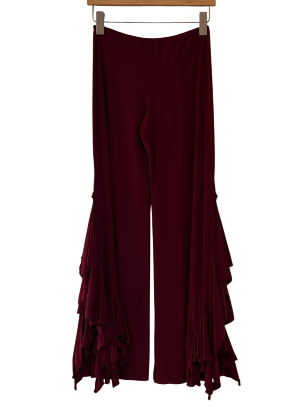 Dance America Burgundy Ruffle Side Slit Pants Made in USA Medium - Picture 4 of 10